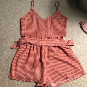 SHEIN 2 Piece Peach Striped Set (S)